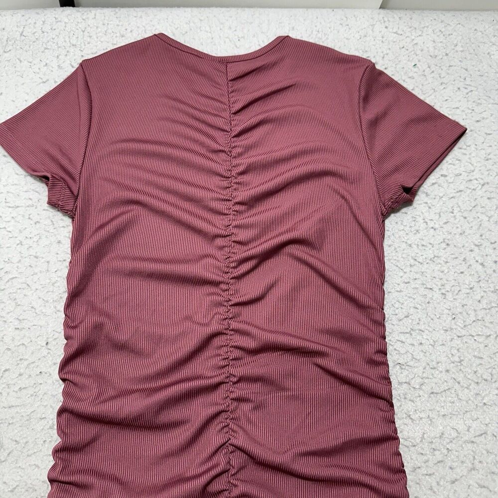H&M Divided Womens Medium Pullover Purple Short Sleeve Ruched Mini Dress Stretch - Picture 11 of 12